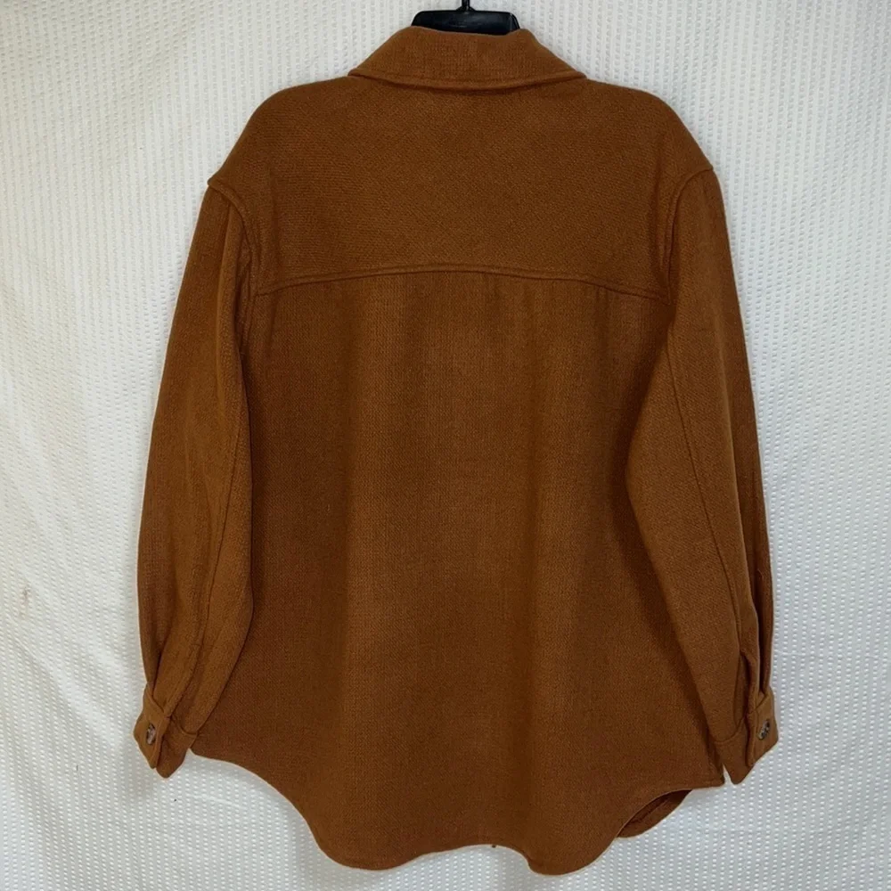 RDI Cognac Brown Textured Knit Shirt Jacket - Size Large, NWT